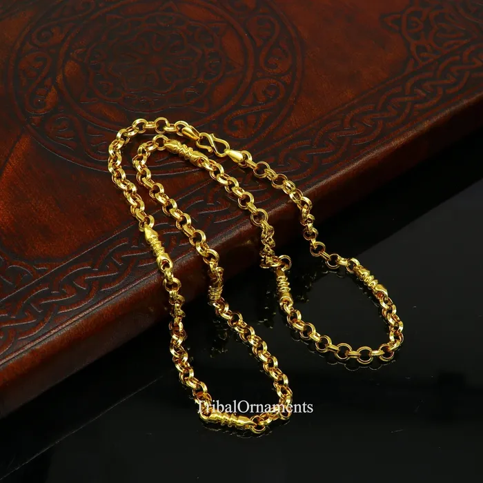 Necklaces TRIBAL ORNAMENTS Fabulous 22kt yellow gold handmade Customized rolo cable link necklace chain best gift for unsex royal India custom jewelry ch236