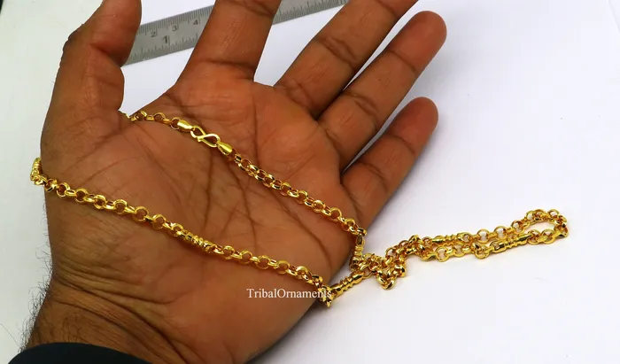 Necklaces TRIBAL ORNAMENTS Fabulous 22kt yellow gold handmade Customized rolo cable link necklace chain best gift for unsex royal India custom jewelry ch236