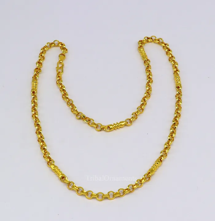 Necklaces TRIBAL ORNAMENTS Fabulous 22kt yellow gold handmade Customized rolo cable link necklace chain best gift for unsex royal India custom jewelry ch236