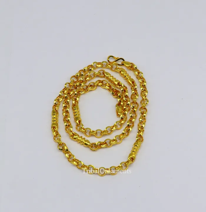 Necklaces TRIBAL ORNAMENTS Fabulous 22kt yellow gold handmade Customized rolo cable link necklace chain best gift for unsex royal India custom jewelry ch236