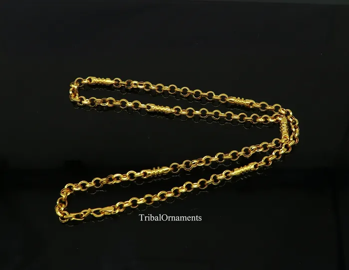 Necklaces TRIBAL ORNAMENTS Fabulous 22kt yellow gold handmade Customized rolo cable link necklace chain best gift for unsex royal India custom jewelry ch236