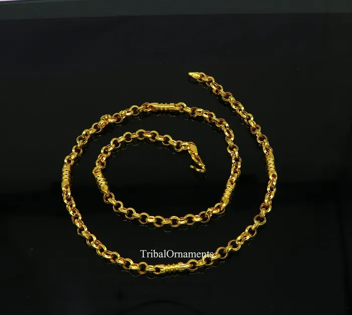 Necklaces TRIBAL ORNAMENTS Fabulous 22kt yellow gold handmade Customized rolo cable link necklace chain best gift for unsex royal India custom jewelry ch236