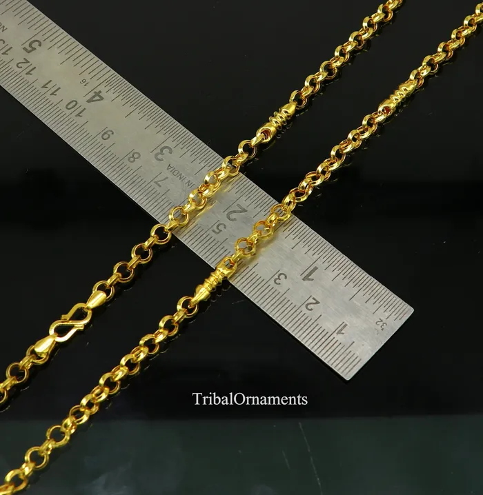 Necklaces TRIBAL ORNAMENTS Fabulous 22kt yellow gold handmade Customized rolo cable link necklace chain best gift for unsex royal India custom jewelry ch236
