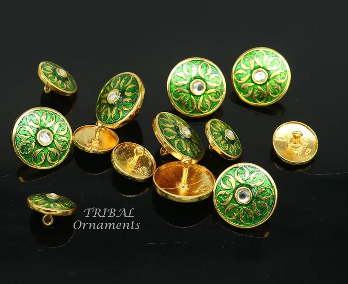 Necklaces TRIBAL ORNAMENTS Green color enamel 925 Sterling silver handcrafted design buttons set of 13 pc for mens coat or suit best jewelry for all occasions btn24 Necklaces TRIBAL ORNAMENTS Green color enamel 925 Sterling silver handcrafted design buttons set of 13 pc for mens coat or suit best jewelry for all occasions btn24