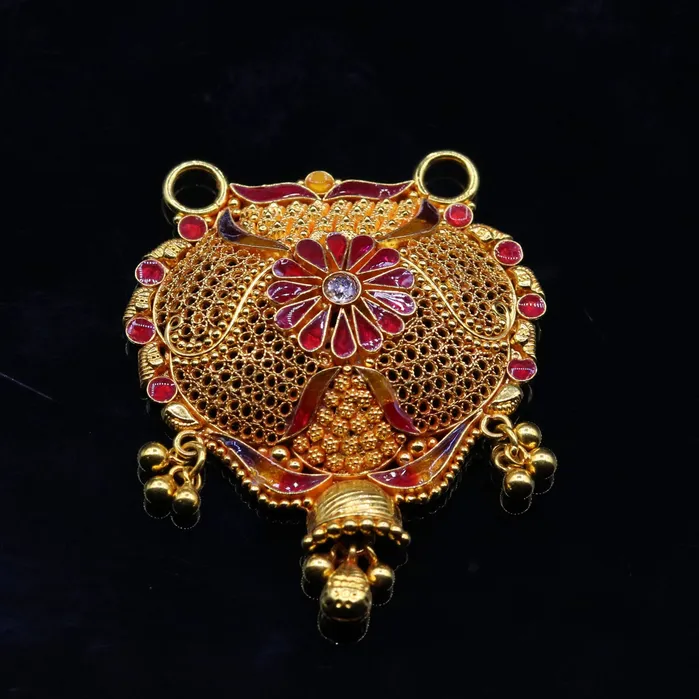 Necklaces TRIBAL ORNAMENTS Vintage antique design handmade gorgeous 22kt yellow gold pendant excellent wedding bridal jewelry from Rajasthan India