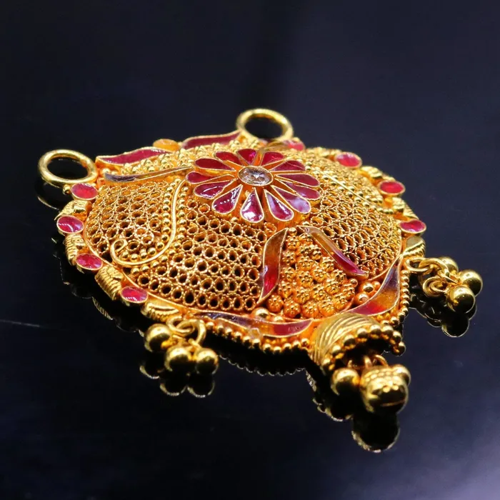 Necklaces TRIBAL ORNAMENTS Vintage antique design handmade gorgeous 22kt yellow gold pendant excellent wedding bridal jewelry from Rajasthan India