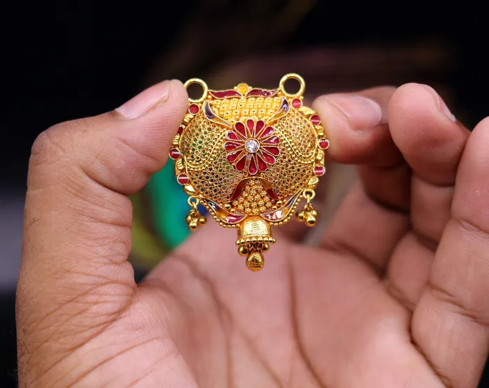 Necklaces TRIBAL ORNAMENTS Vintage antique design handmade gorgeous 22kt yellow gold pendant excellent wedding bridal jewelry from Rajasthan India