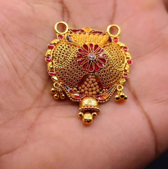 Necklaces TRIBAL ORNAMENTS Vintage antique design handmade gorgeous 22kt yellow gold pendant excellent wedding bridal jewelry from Rajasthan India