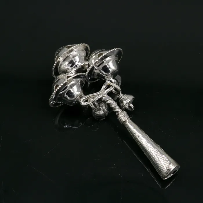 Necklaces TRIBAL ORNAMENTS Vintage antique style handmade design new born baby gifting bells toy baby krishna gifting toy silver whistle silver article su191