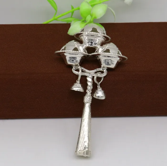 Necklaces TRIBAL ORNAMENTS Vintage antique style handmade design new born baby gifting bells toy baby krishna gifting toy silver whistle silver article su191