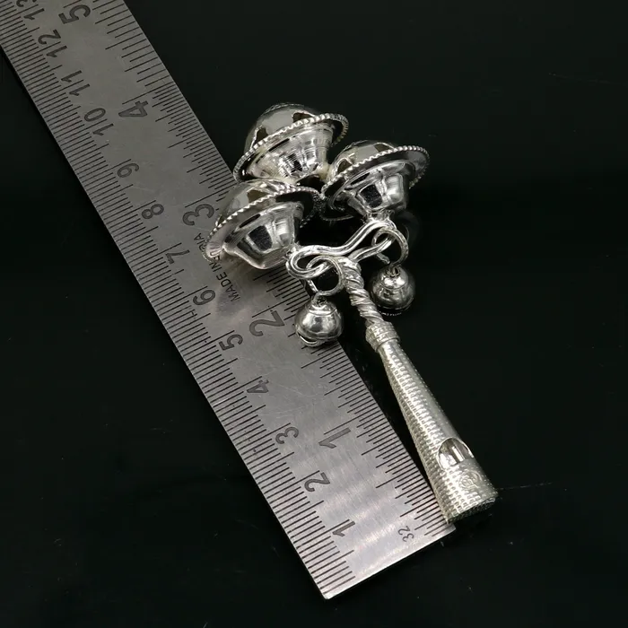Necklaces TRIBAL ORNAMENTS Vintage antique style handmade design new born baby gifting bells toy baby krishna gifting toy silver whistle silver article su191