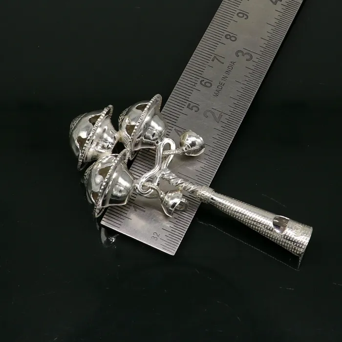 Necklaces TRIBAL ORNAMENTS Vintage antique style handmade design new born baby gifting bells toy baby krishna gifting toy silver whistle silver article su191