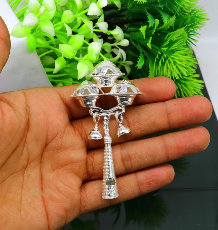 Necklaces TRIBAL ORNAMENTS Vintage antique style handmade design new born baby gifting bells toy baby krishna gifting toy silver whistle silver article su191