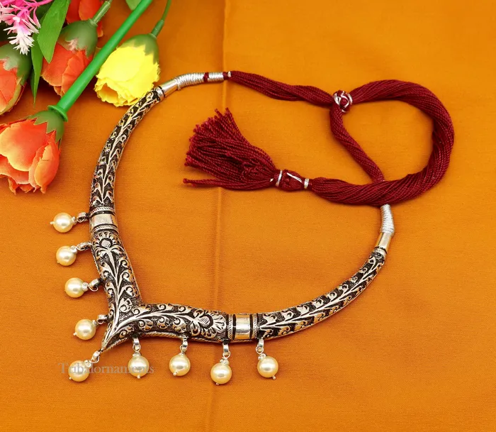 Necklaces TRIBAL ORNAMENTS Vintage Indian traditional style trendy 925 sterling silver chitaikandrai work charm necklace choker tribal ethnic jewelry nec278 Necklaces TRIBAL ORNAMENTS Vintage Indian traditional style trendy 925 sterling silver chitaikandrai work charm necklace choker tribal ethnic jewelry nec278