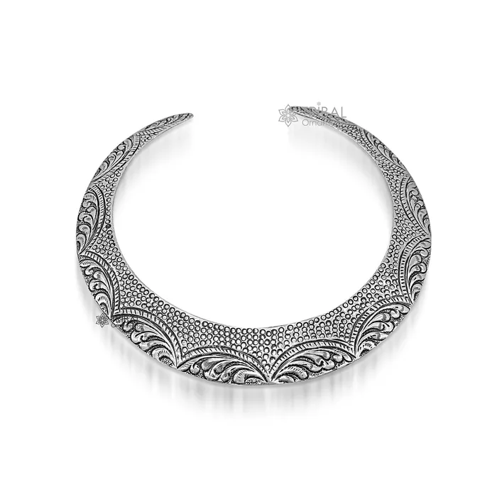 Necklaces TRIBAL ORNAMENTS Vintage Indian traditional style trendy 925 sterling silver customized chitaikandrai work Chokar necklace choker tribal jewelry SET679 Necklaces TRIBAL ORNAMENTS Vintage Indian traditional style trendy 925 sterling silver customized chitaikandrai work Chokar necklace choker tribal jewelry SET679