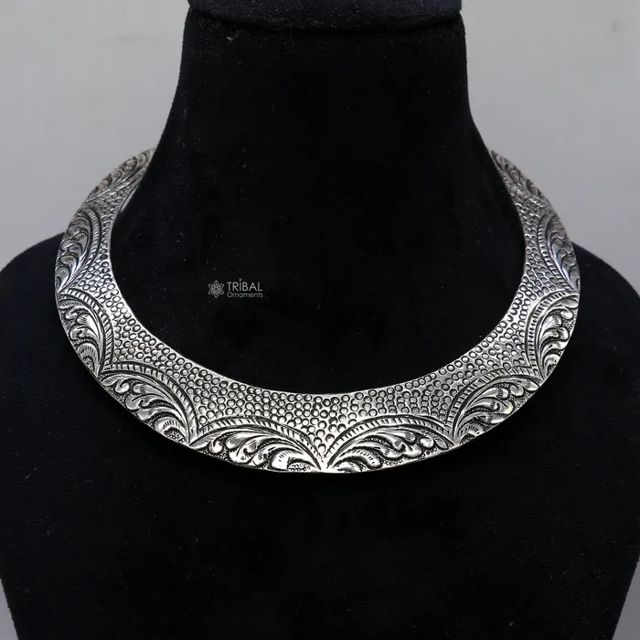 Necklaces TRIBAL ORNAMENTS Vintage Indian traditional style trendy 925 sterling silver customized chitaikandrai work Chokar necklace choker tribal jewelry SET679 Necklaces TRIBAL ORNAMENTS Vintage Indian traditional style trendy 925 sterling silver customized chitaikandrai work Chokar necklace choker tribal jewelry SET679