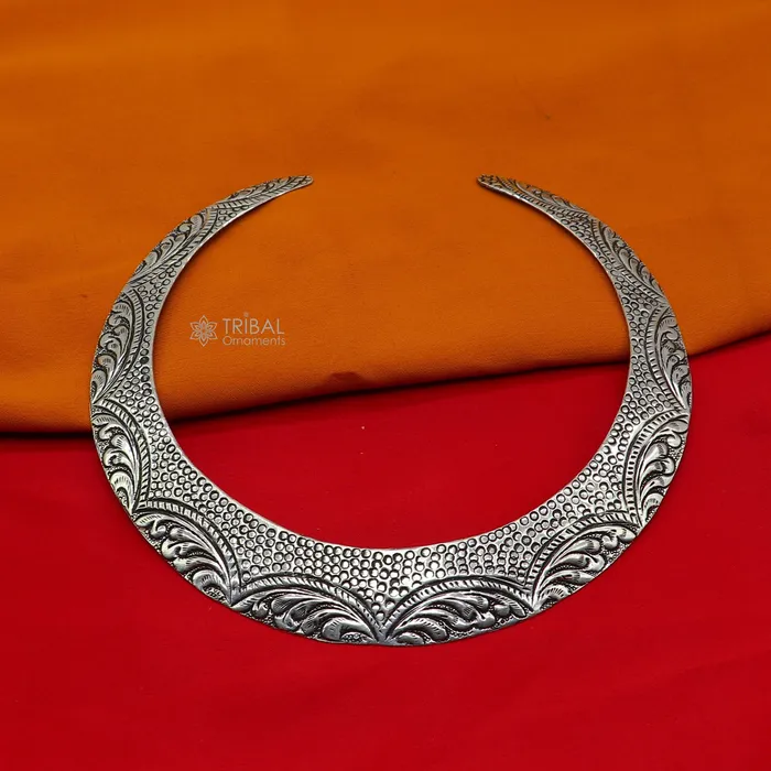Necklaces TRIBAL ORNAMENTS Vintage Indian traditional style trendy 925 sterling silver customized chitaikandrai work Chokar necklace choker tribal jewelry SET679 Necklaces TRIBAL ORNAMENTS Vintage Indian traditional style trendy 925 sterling silver customized chitaikandrai work Chokar necklace choker tribal jewelry SET679