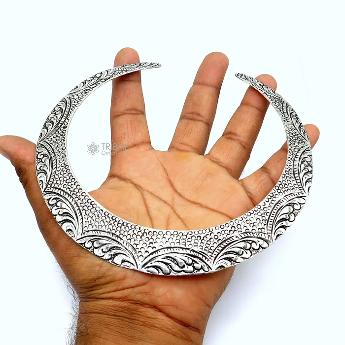 Necklaces TRIBAL ORNAMENTS Vintage Indian traditional style trendy 925 sterling silver customized chitaikandrai work Chokar necklace choker tribal jewelry SET679 Necklaces TRIBAL ORNAMENTS Vintage Indian traditional style trendy 925 sterling silver customized chitaikandrai work Chokar necklace choker tribal jewelry SET679