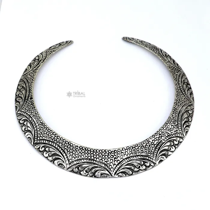 Necklaces TRIBAL ORNAMENTS Vintage Indian traditional style trendy 925 sterling silver customized chitaikandrai work Chokar necklace choker tribal jewelry SET679 Necklaces TRIBAL ORNAMENTS Vintage Indian traditional style trendy 925 sterling silver customized chitaikandrai work Chokar necklace choker tribal jewelry SET679