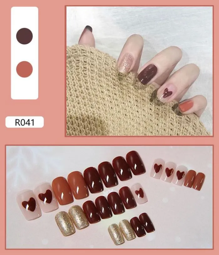NS300 Long Square Press On Nails 24 Pieces R041 Polly Earrings