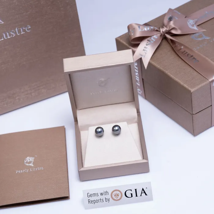 Pearly Lustre Earrings 18K Gold Top Lustre Tahitian Pearl Stud Earrings KE00186