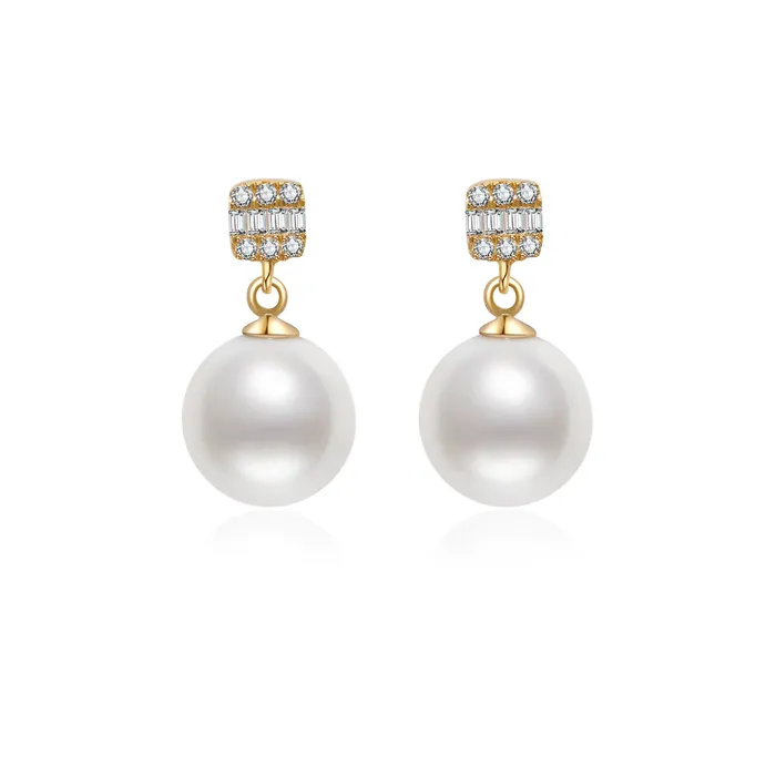 Pearly Lustre Earrings Elegant 18K Solid Gold Freshwater Pearl Earrings KE00244 Pearly Lustre Earrings Elegant 18K Solid Gold Freshwater Pearl Earrings KE00244