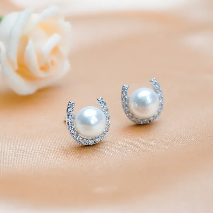 Pearly Lustre Earrings Elegant Freshwater Pearl Earrings WE00069