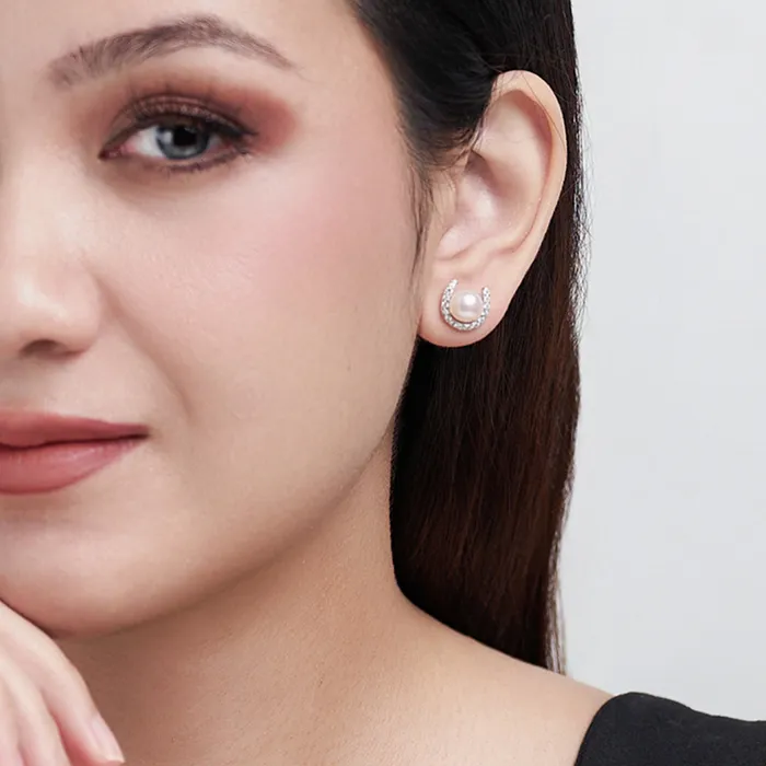 Pearly Lustre Earrings Elegant Freshwater Pearl Earrings WE00069