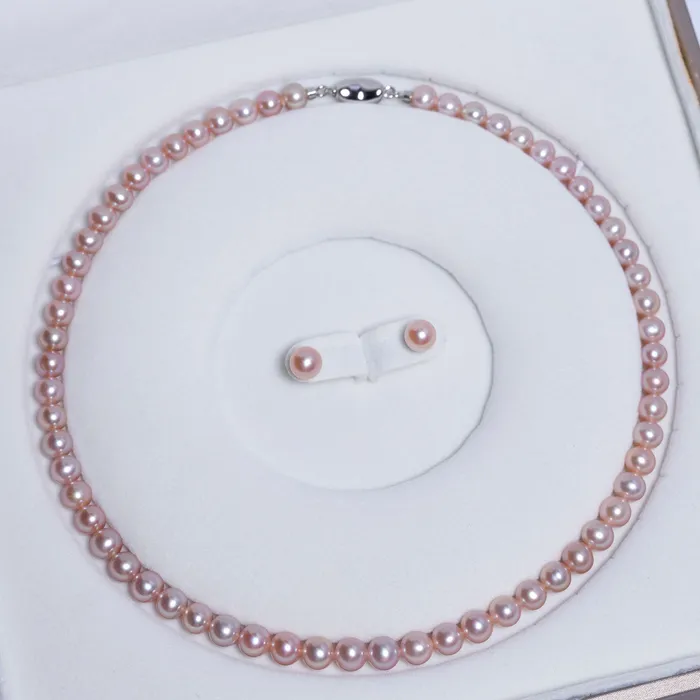 Pearly Lustre Earrings Elegant Purple Freshwater Pearl Set WS00064