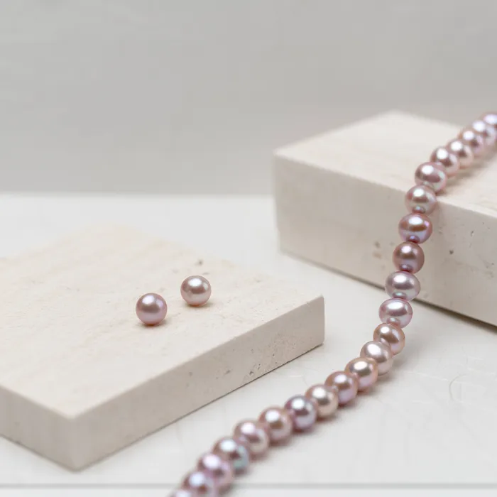 Pearly Lustre Earrings Elegant Purple Freshwater Pearl Set WS00064