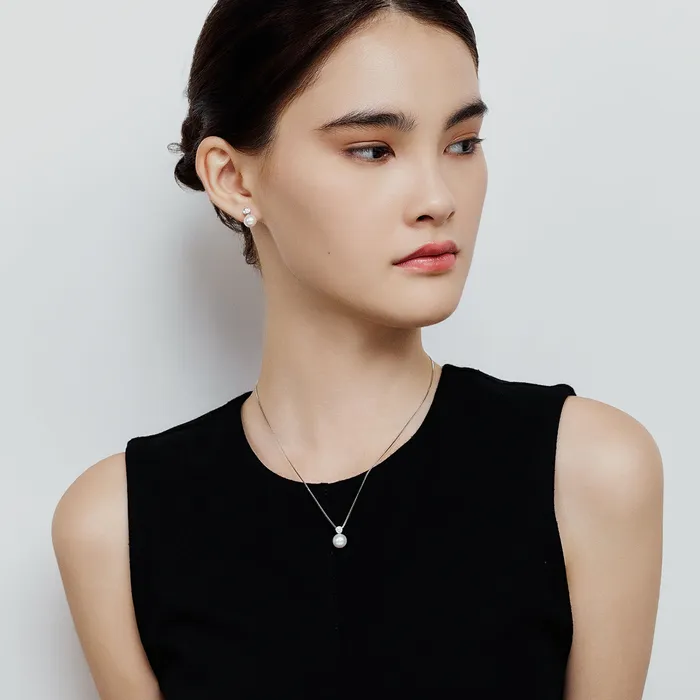 Pearly Lustre Earrings Top Grade Freshwater Pearl Set WS00122 BUBBLE