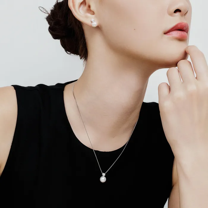 Pearly Lustre Earrings Top Grade Freshwater Pearl Set WS00122 BUBBLE