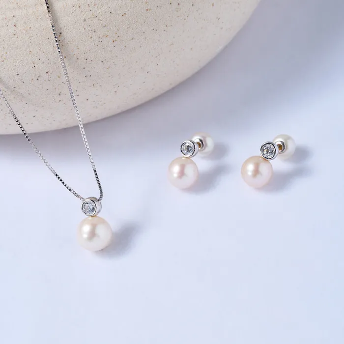 Pearly Lustre Earrings Top Grade Freshwater Pearl Set WS00122 BUBBLE