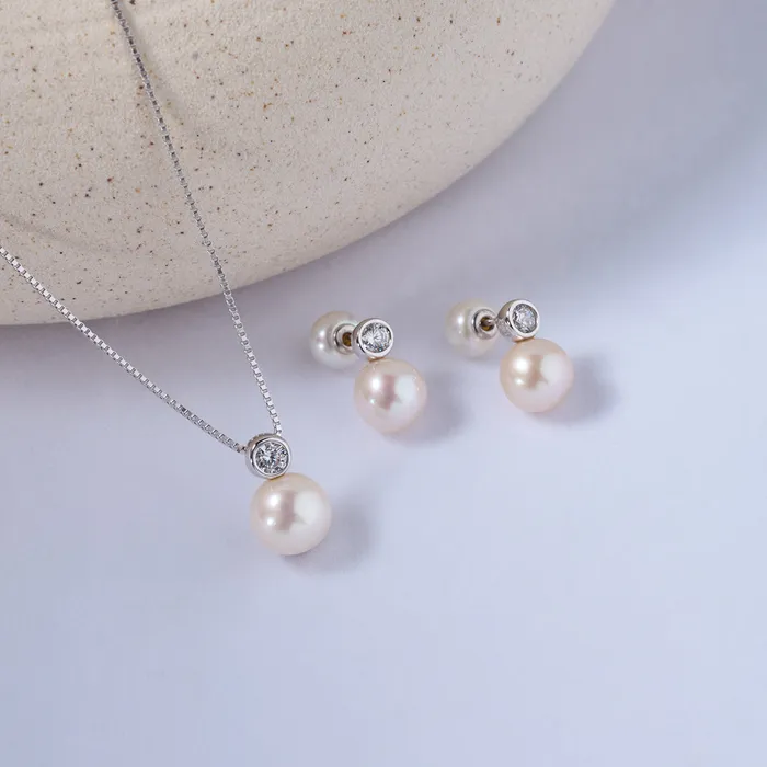 Pearly Lustre Earrings Top Grade Freshwater Pearl Set WS00122 BUBBLE