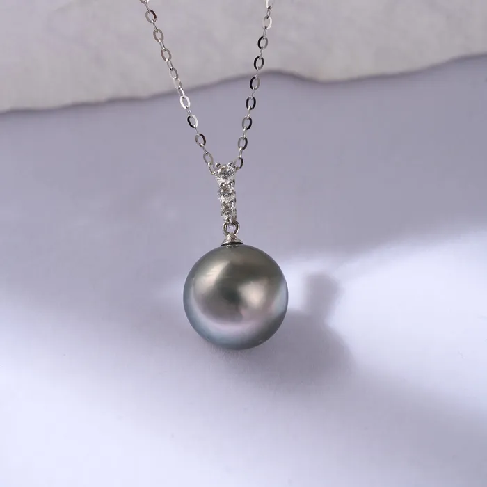 Pearly Lustre Necklaces Saltwater Tahitian Pearl 18K Solid Gold Necklace KN00253