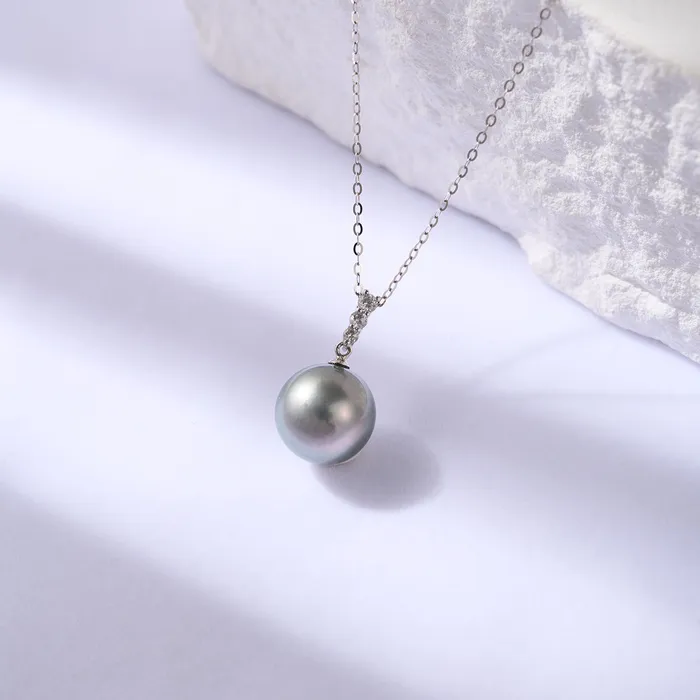 Pearly Lustre Necklaces Saltwater Tahitian Pearl 18K Solid Gold Necklace KN00253