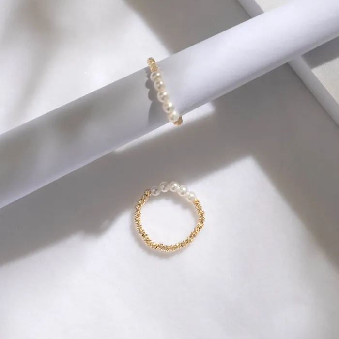 Pearly Lustre Rings 18k Solid Gold Freshwater Pearl Ring KR00035