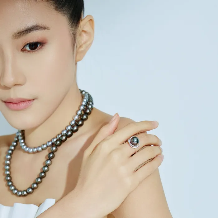 Pearly Lustre Rings 18K Solid Gold Tahitian Pearl Ring KR00120