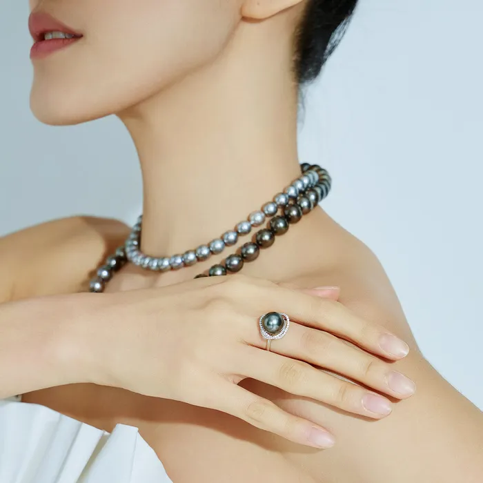 Pearly Lustre Rings 18K Solid Gold Tahitian Pearl Ring KR00120