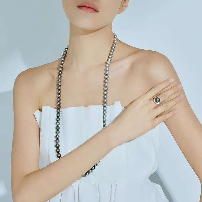 Pearly Lustre Rings 18K Solid Gold Tahitian Pearl Ring KR00120