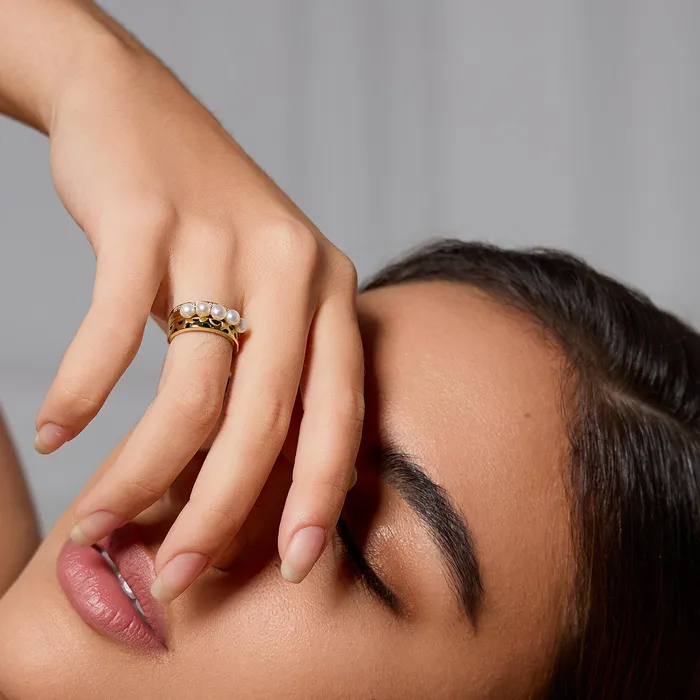 Pearly Lustre Rings Cheetah Print Pearl Ring WR00279 SAFARI