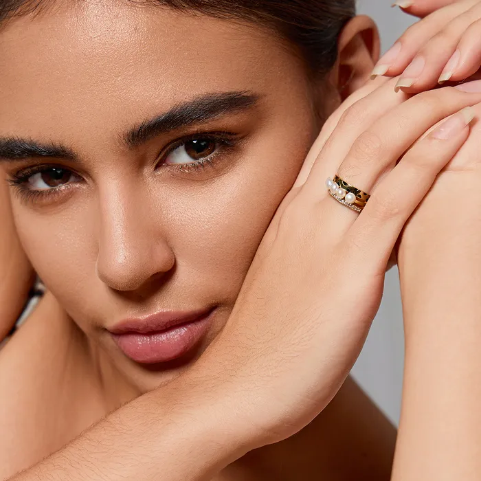 Pearly Lustre Rings Cheetah Print Pearl Ring WR00279 SAFARI