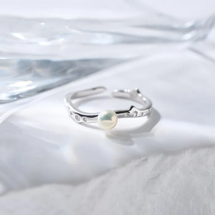 Pearly Lustre Rings Top Grade Freshwater Pearl Ring WR00329 ROSE