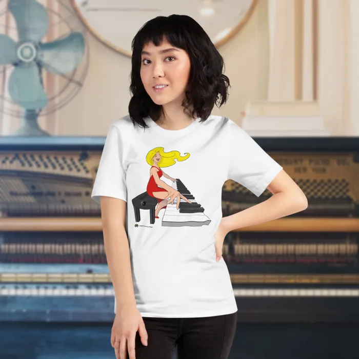 Piano Fan Shop Earrings Jamming Blonde Pianist TShirt