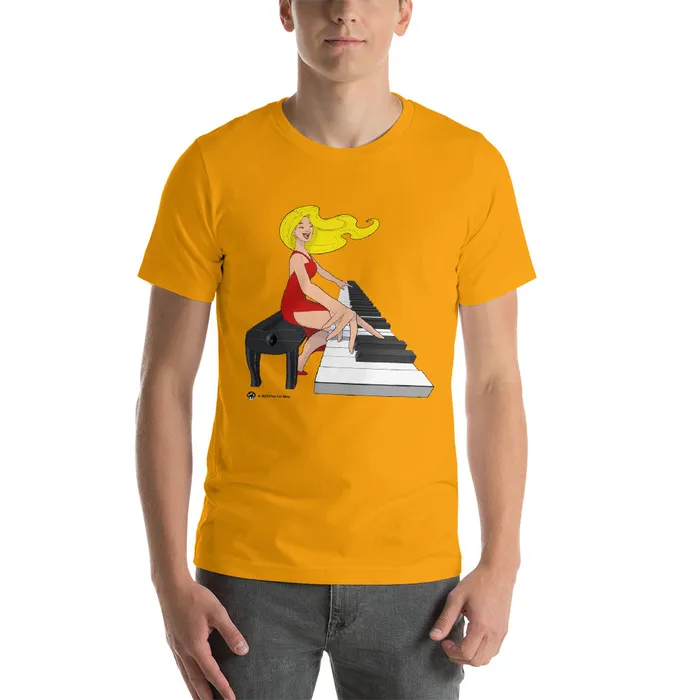 Piano Fan Shop Earrings Jamming Blonde Pianist TShirt