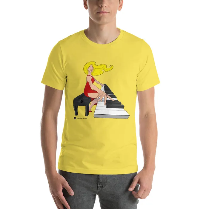 Piano Fan Shop Earrings Jamming Blonde Pianist TShirt