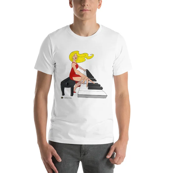Piano Fan Shop Earrings Jamming Blonde Pianist TShirt