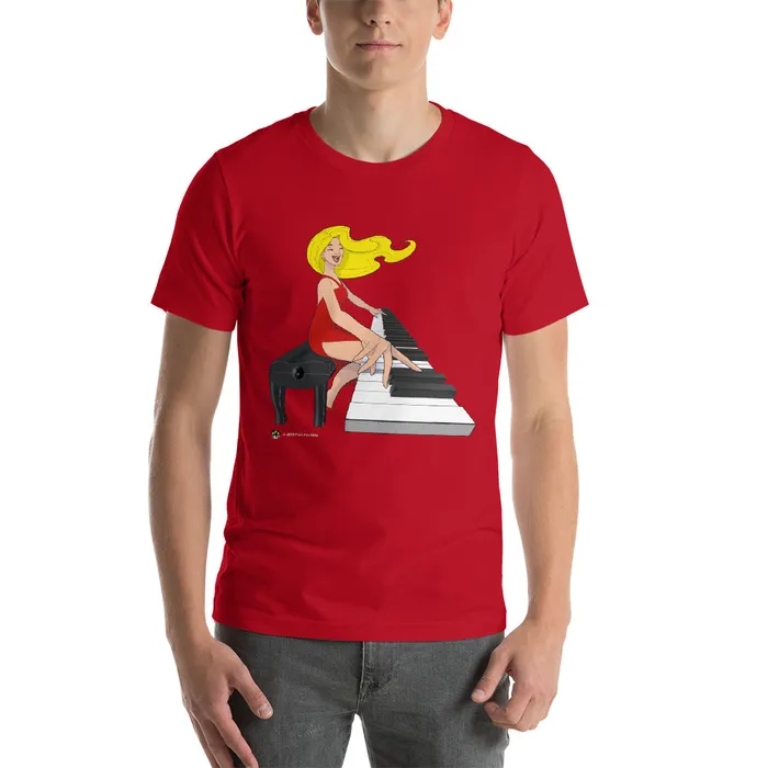 Piano Fan Shop Earrings Jamming Blonde Pianist TShirt