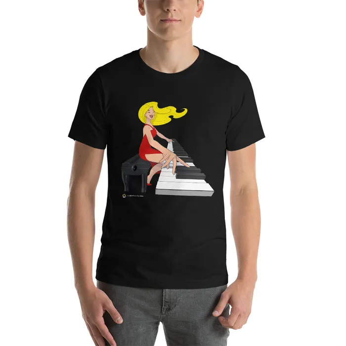 Piano Fan Shop Earrings Jamming Blonde Pianist TShirt