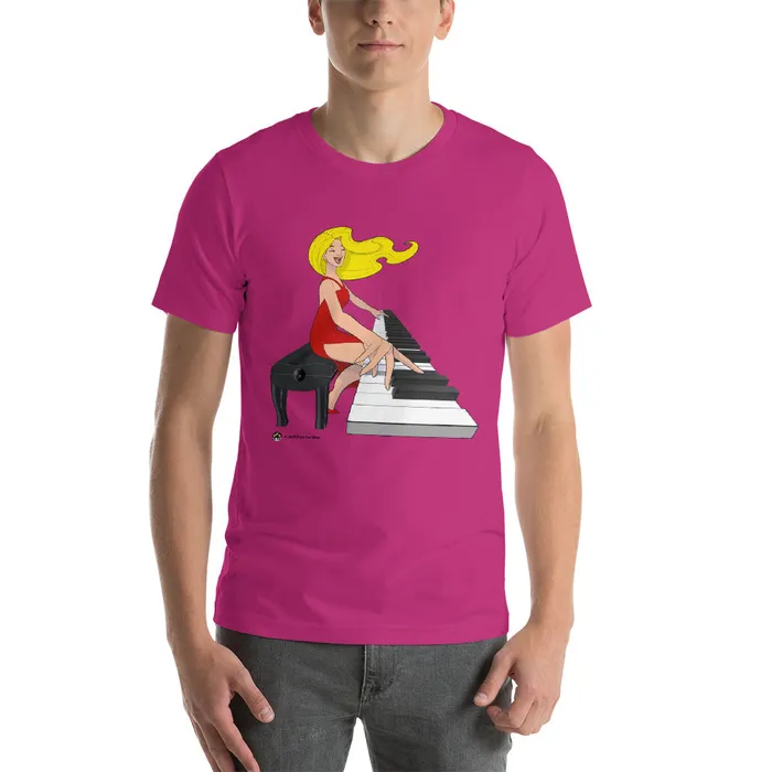 Piano Fan Shop Earrings Jamming Blonde Pianist TShirt